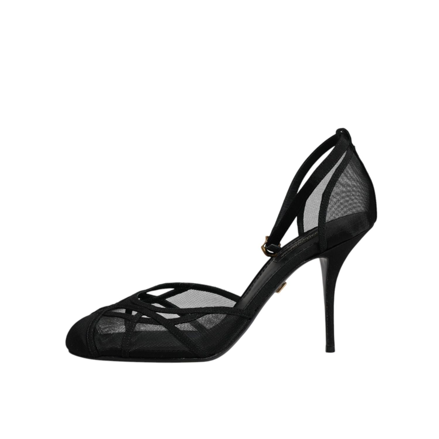 Dolce & Gabbana Black Mesh Ankle Strap Heels Pumps Shoes