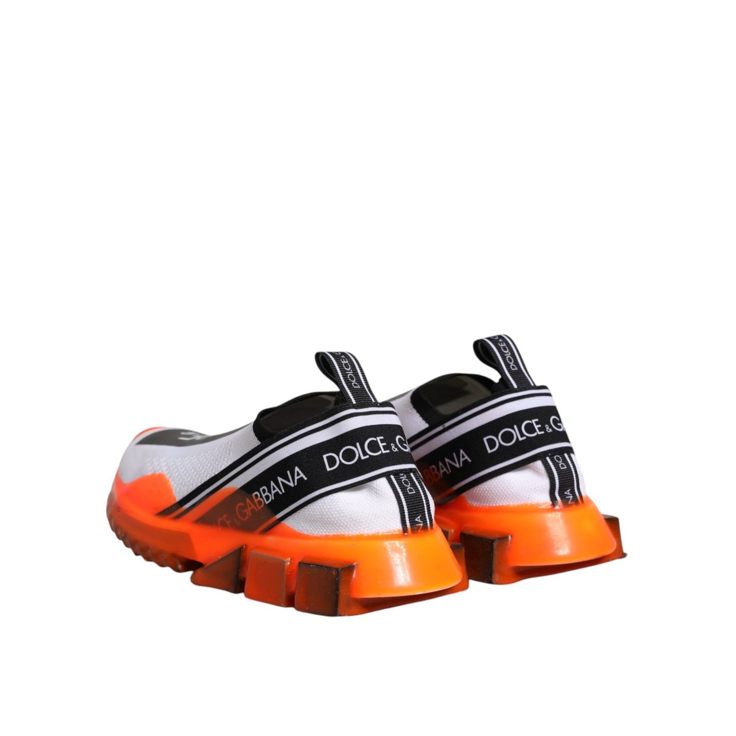 Dolce & Gabbana White Orange Slip On Sorrento Sneakers Shoes