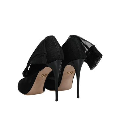 Dolce & Gabbana Black Nylon Mesh Sock Style Boots Shoes