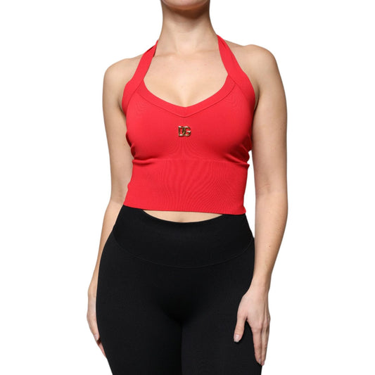 Dolce & Gabbana Red Viscose Sleeveless Halter Cropped Tank Top 1728,67345645728,Clothing,Dolce & Gabbana,IT38 | XS,Material: 62% Viscose 23% Nylon 13% Polyester 2% PU,New with tags,Red,Tops & T-Shirts - Women - Clothing,Women,Women - Clothing Dolce & Gabb