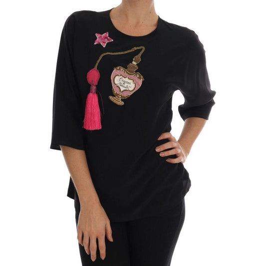Dolce & Gabbana Fairy Tale Embroidered Silk Blouse Dolce & Gabbana Rosy Brown