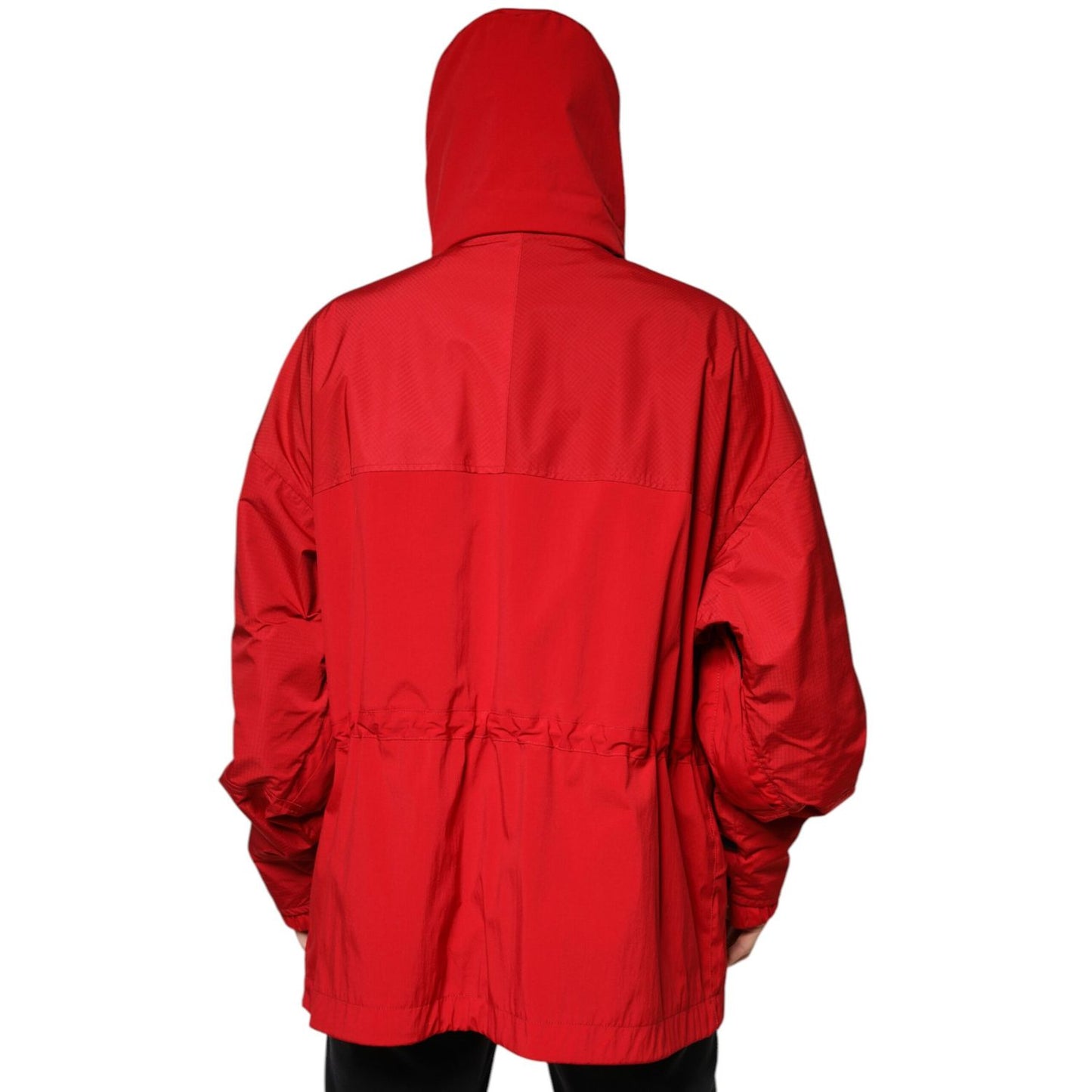 Dolce & Gabbana Red Nylon Hooded Men Full Zip Parka Jacket TSH3789-58