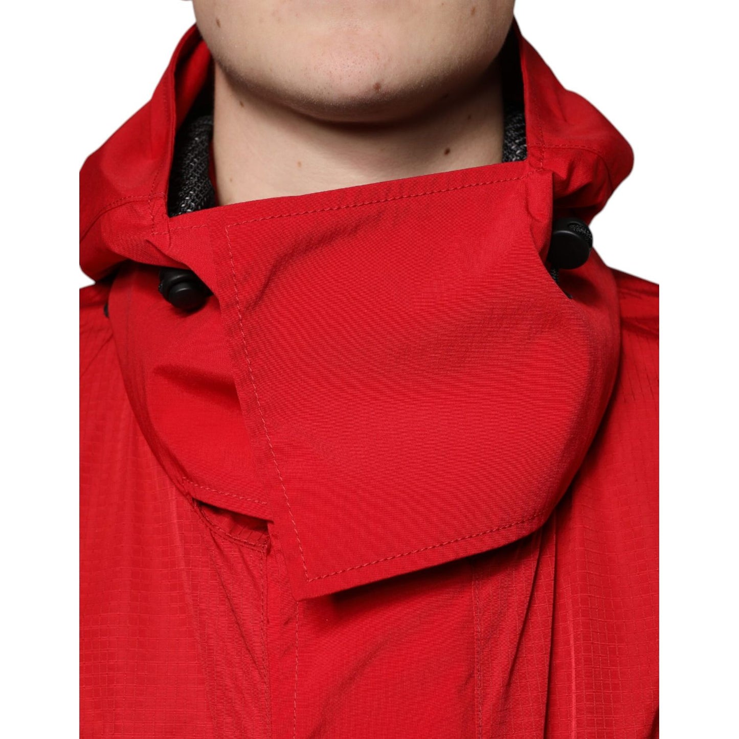 Dolce & Gabbana Red Nylon Hooded Men Full Zip Parka Jacket TSH3789-58