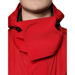 Dolce & Gabbana Red Nylon Hooded Men Full Zip Parka Jacket TSH3789-58