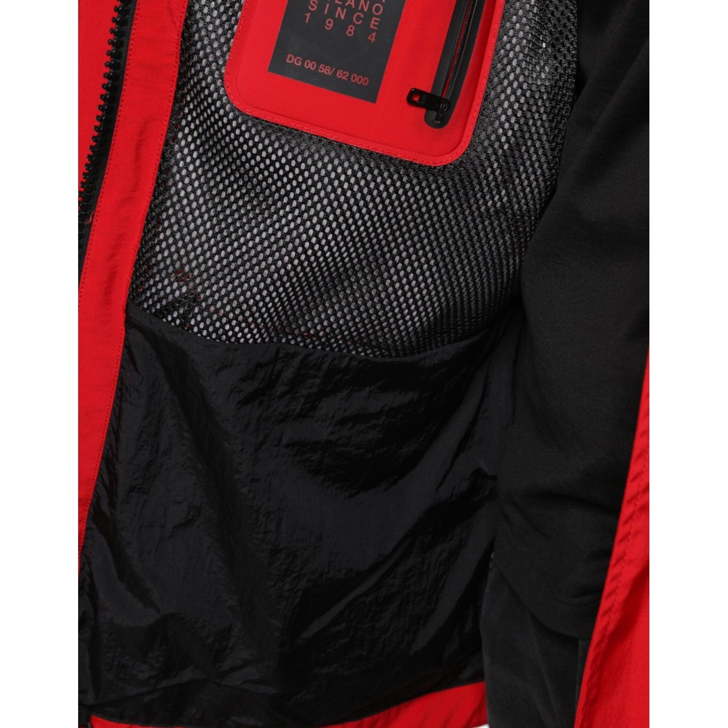 Dolce & Gabbana Red Nylon Hooded Men Full Zip Parka Jacket TSH3789-58