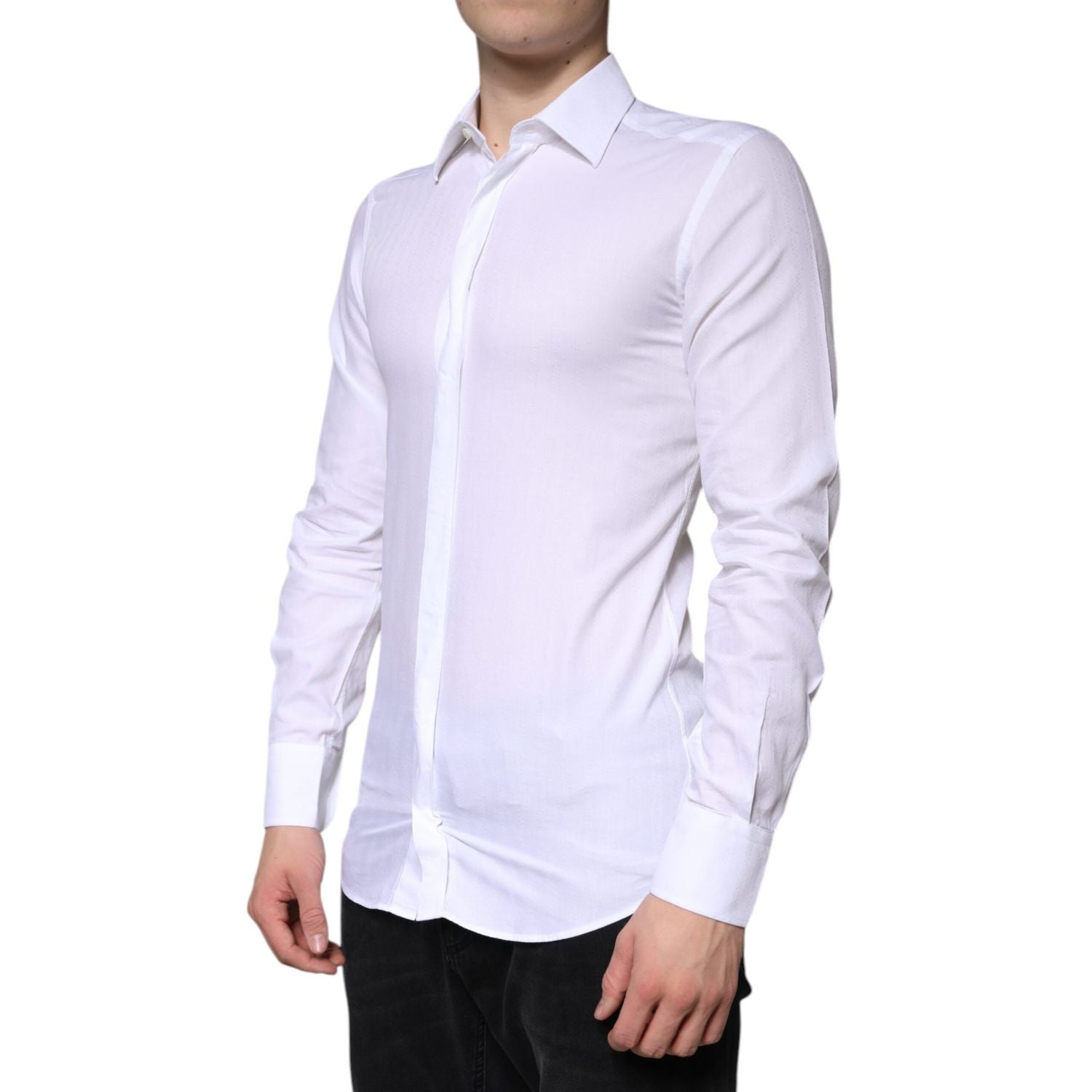 Dolce & Gabbana White Cotton Formal Men GOLD Dress Shirt