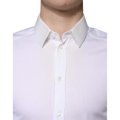 Dolce & Gabbana White Cotton Formal Men GOLD Dress Shirt