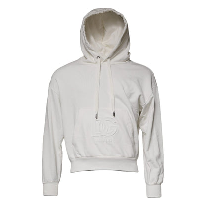 Dolce & Gabbana White Logo Hooded Pullover Men Sweatshirt Sweater