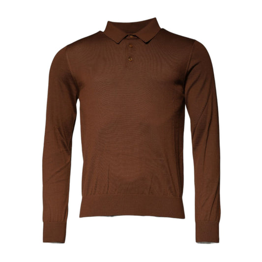 Dolce & Gabbana Brown Cashmere Buttoned Men Pullover Sweater TSH87578-48