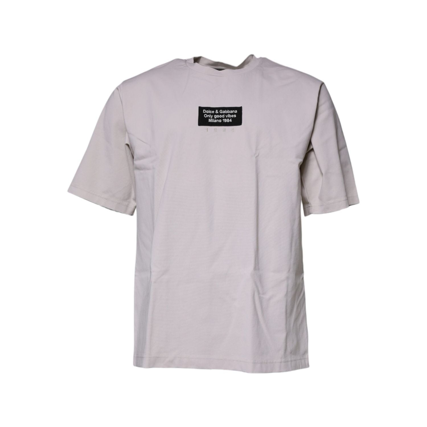 Dolce & Gabbana Beige DG Logo Crew Neck Short Sleeves T-shirt