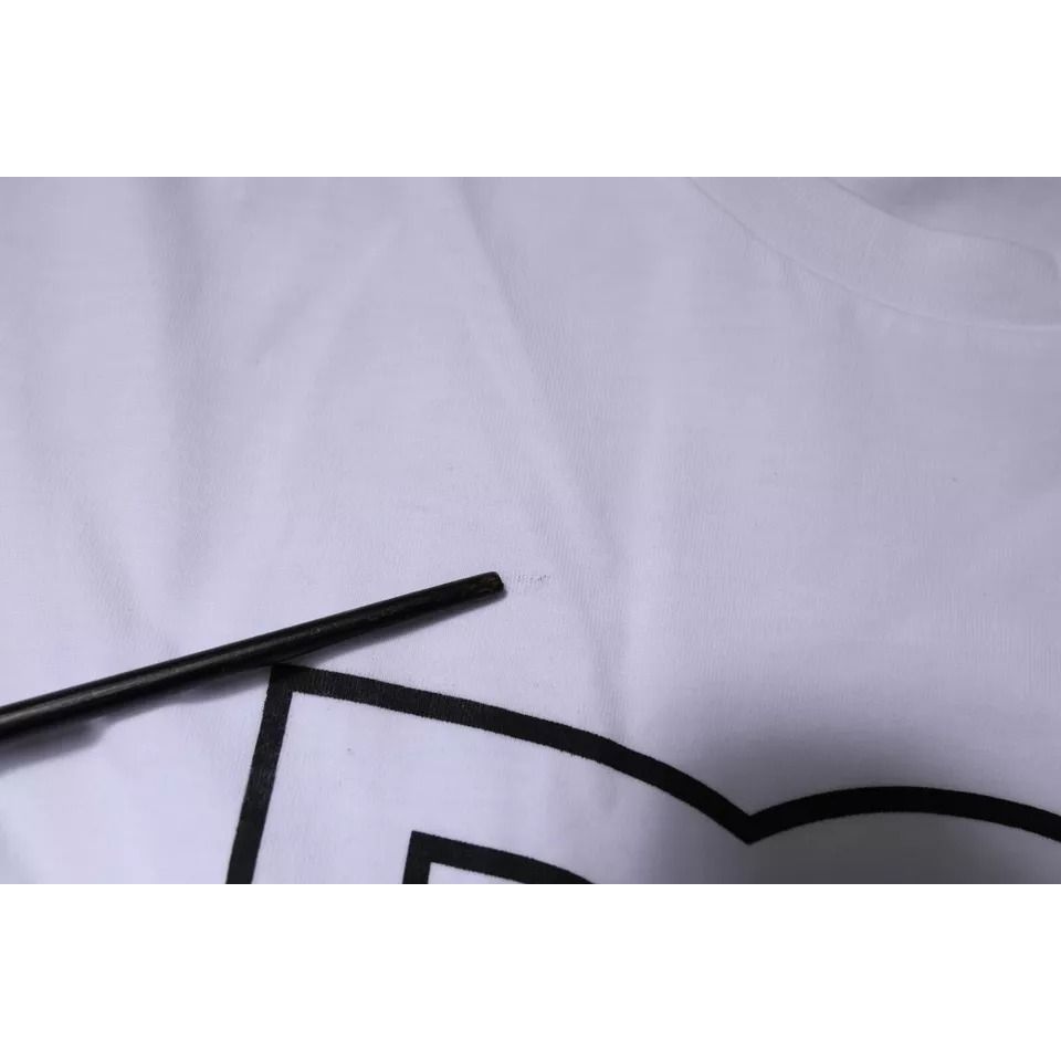 Dolce & Gabbana White DG Logo Cotton Crew Neck T-shirt