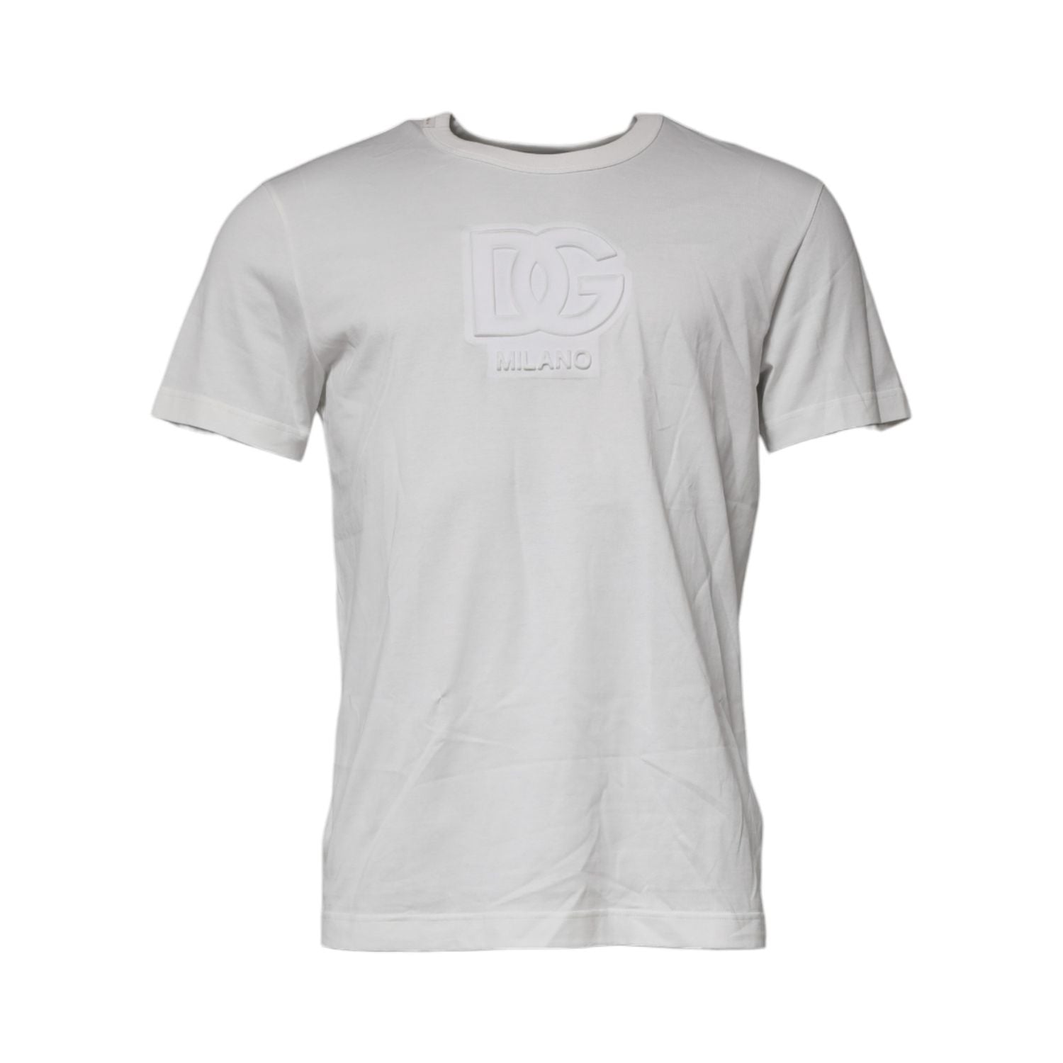 Dolce & Gabbana White DG Logo Cotton Crew Neck T-shirt