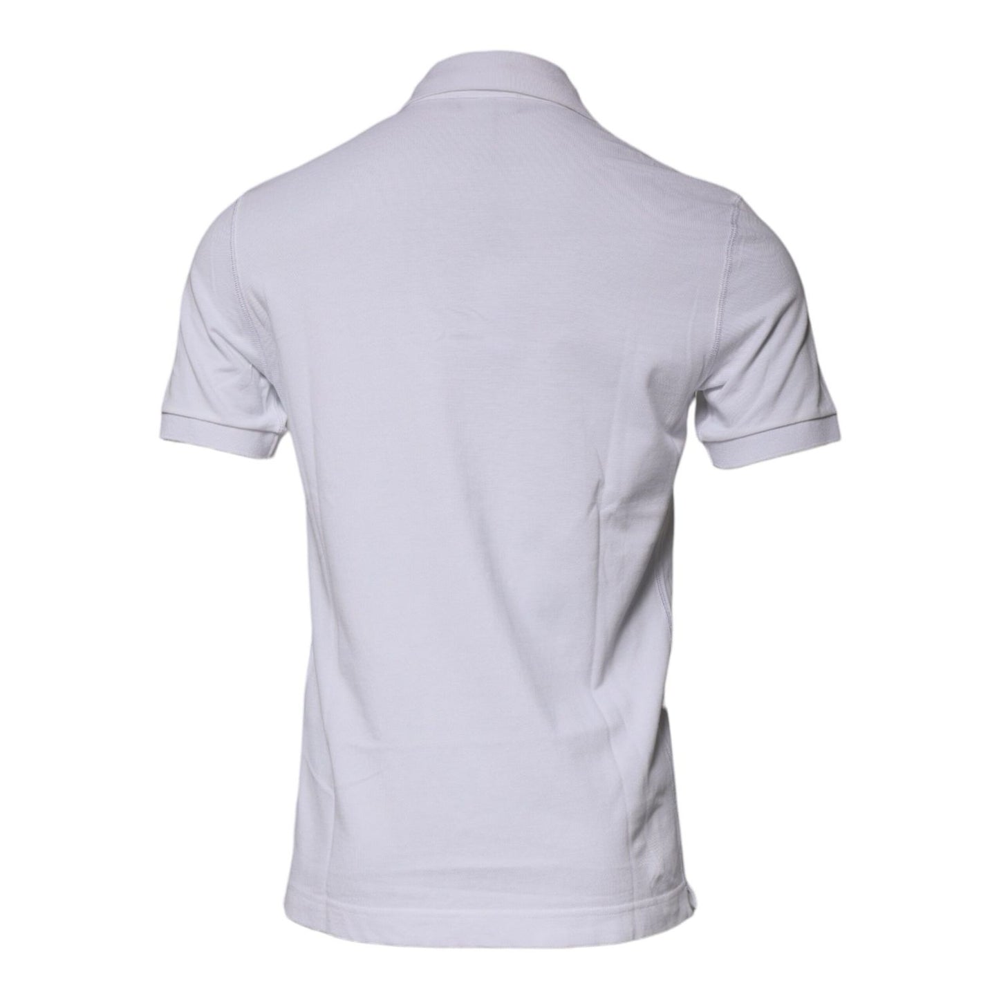 Dolce & Gabbana White Cotton Logo Plaque Collared Polo T-shirt
