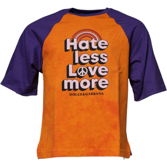 Dolce & Gabbana Orange Purple Graphic Print Short Sleeves T-shirt 1728,67345645728,Clothing,Dolce & Gabbana,IT46 | S,Material: 100% Cotton,Men,Men - Clothing,New with tags,Orange,T-Shirts - Men - Clothing Dolce & Gabbana TSH87491-46