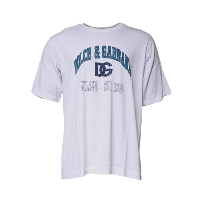 Dolce & Gabbana White DG Milano Cotton Crew Neck T-shirt