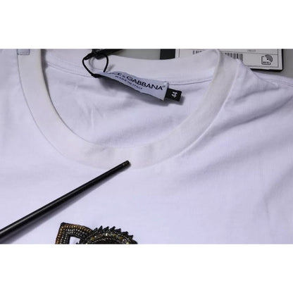 Dolce & Gabbana White DG Logo Cotton Crew Neck T-shirt