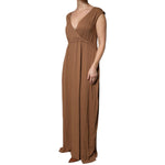 Fabiana Filippi Brown Sleeveless Deep V-neck A-line Long Maxi Dress DR281415-40
