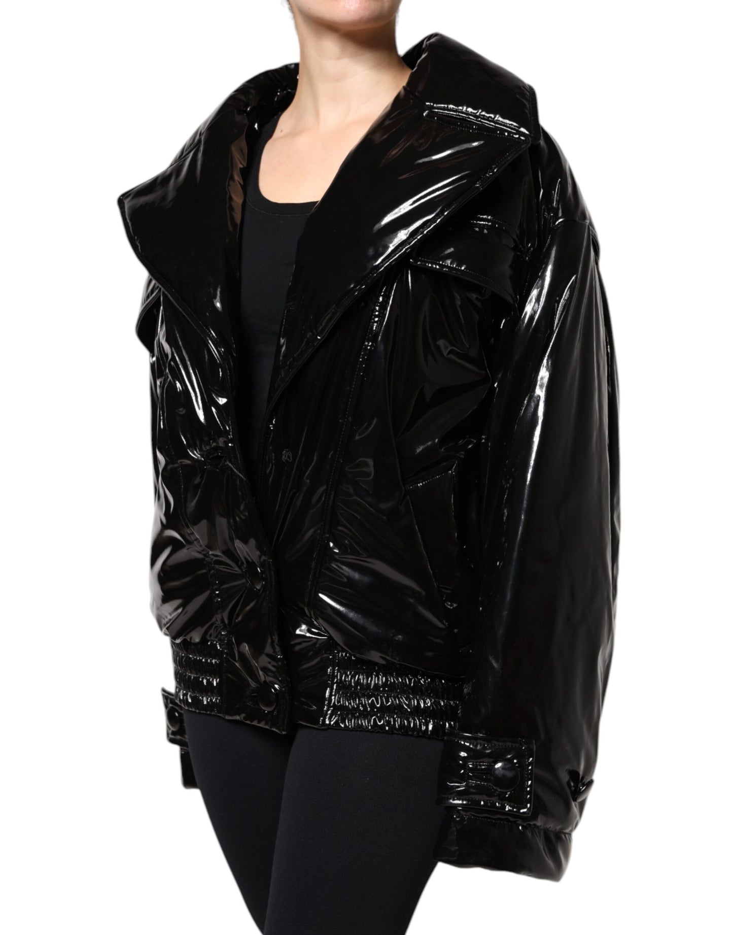Dolce & Gabbana Black Polyester Button Down Blouson Jacket JKT4095-38
