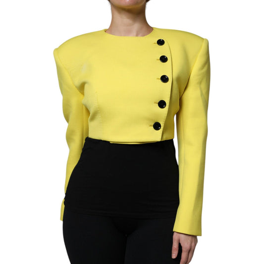 Dolce & Gabbana Lemon Yellow Wool Long Sleeves Cropped Coat Jacket 1728,67345645728,Clothing,Dolce & Gabbana,IT38 | XS,Jackets & Coats - Women - Clothing,Material: 100% Virgin Wool,New with tags,Women,Women - Clothing,Yellow Dolce & Gabbana JKT4186-38
