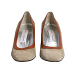 Dolce & Gabbana Beige Brown Leather Block Heels Pumps Shoes LA12272-40