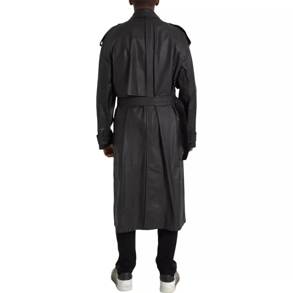 Bottega Veneta Black Leather Men Waterproof Trenchcoat Jacket JKT4070-44