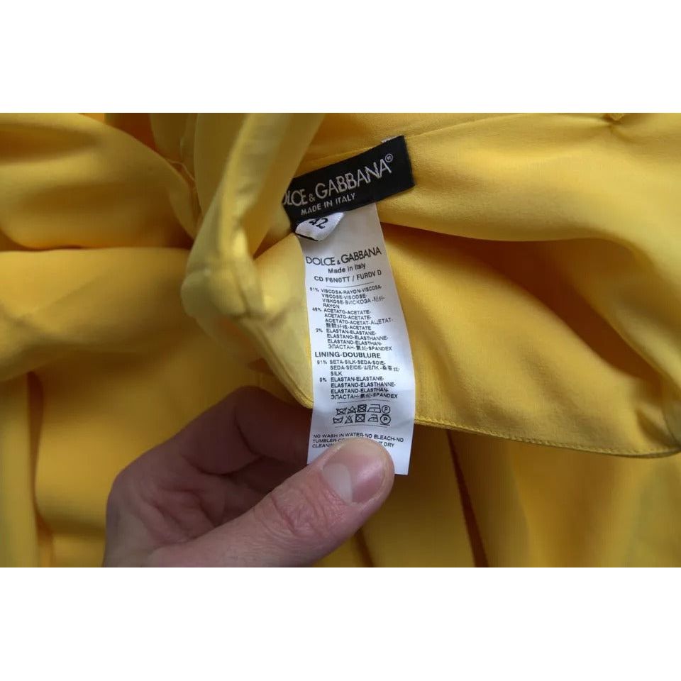 Dolce & Gabbana Yellow One Shoulder Side Slit Midi Dress