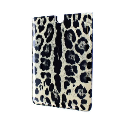 Dolce & Gabbana White Leopard Pattern Leather eBook Cover Tablet Case