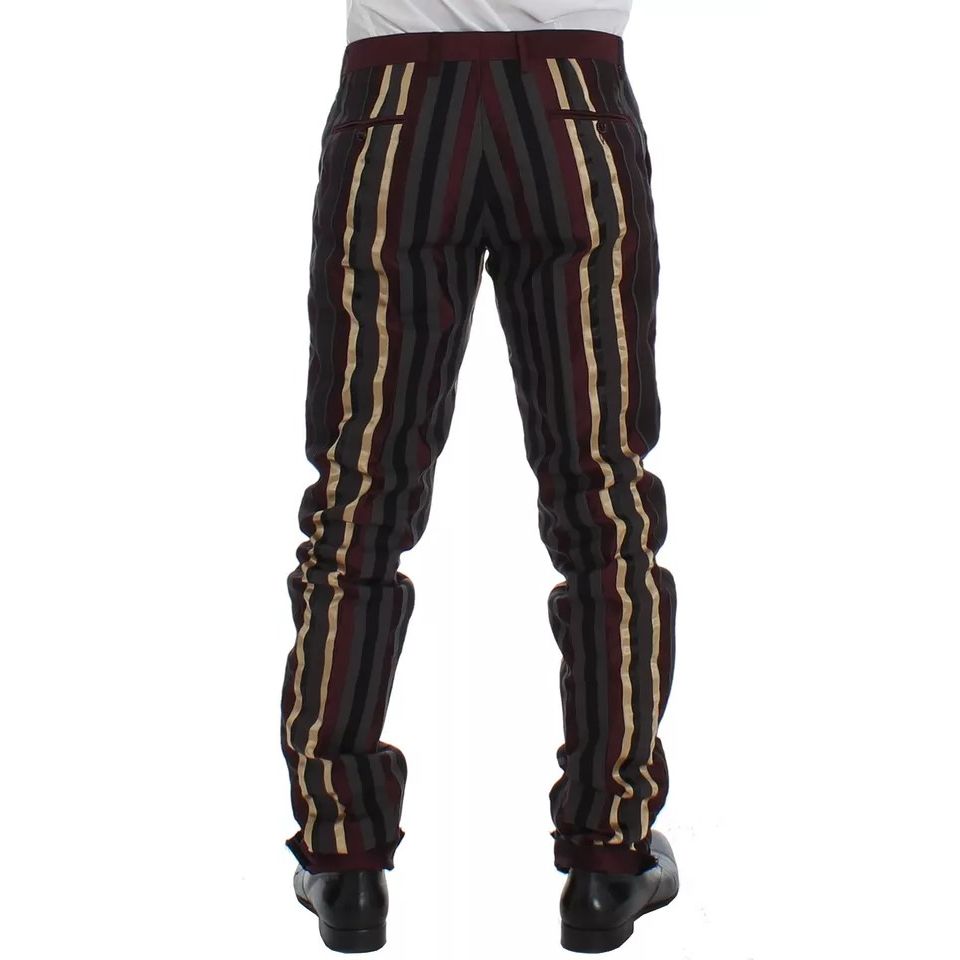 Dolce & Gabbana Multicolor Striped Runway 3 Piece Slim Fit Vest Suit