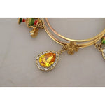 Dolce & Gabbana Multicolor Crystal Gold Tone Brass Bangle Bracelet SMY101122