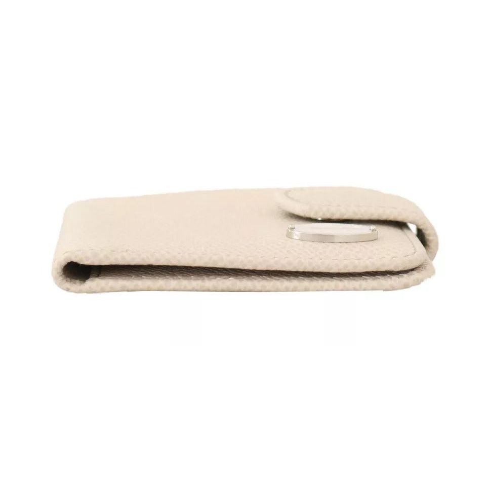 Dolce & Gabbana White Dauphine Leather Condom Case Holder Pocket Wallet