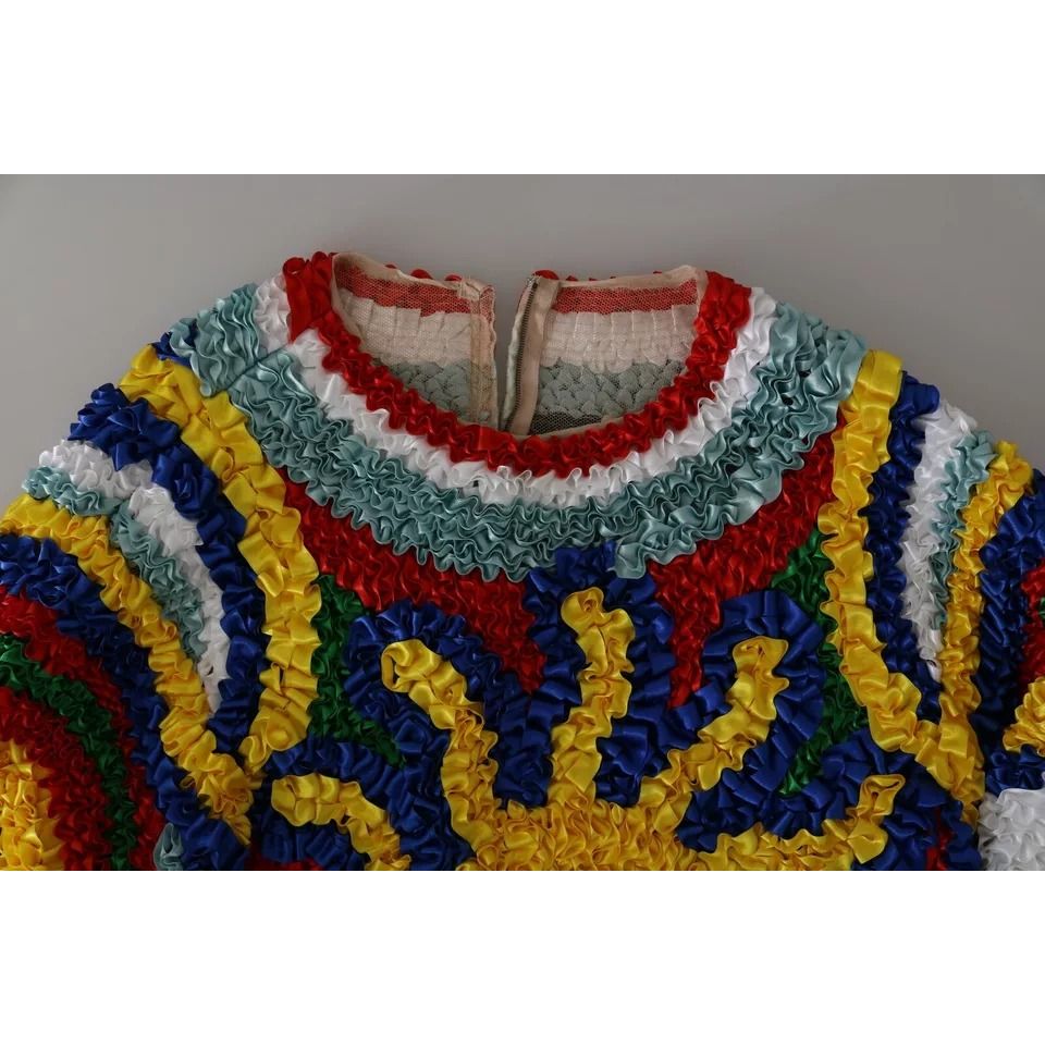 Dolce & Gabbana Multicolor Sun Ruffled Top Blouse Sweater