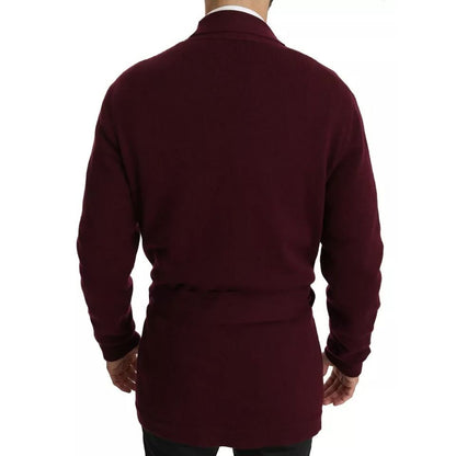 Dolce & Gabbana Bordeaux Cashmere Crown Cardigan Sweater