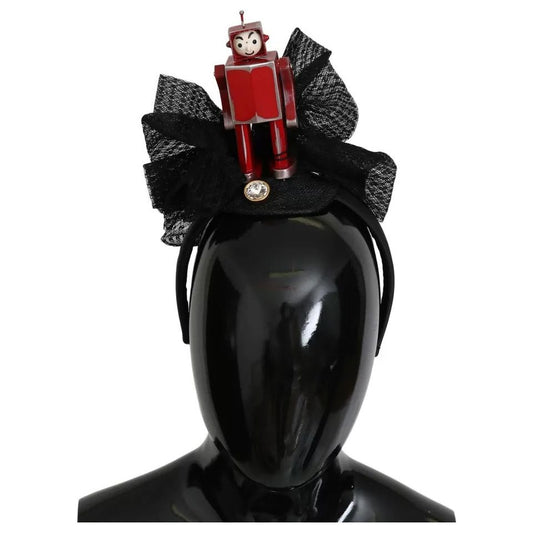 Dolce & Gabbana Red Black Robot Clear Crystal Headband Tiara Diadem