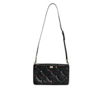 Dolce & Gabbana Black Leather Crystal Embellished Logo Shoulder Bag BAG1619