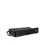 Dolce & Gabbana Black Leather Crystal Embellished Logo Shoulder Bag BAG1619
