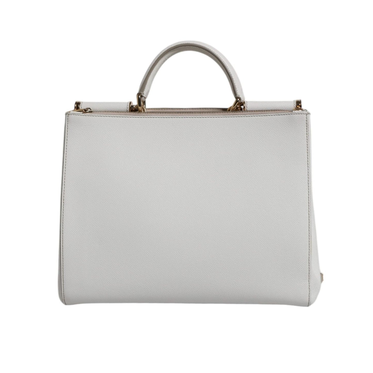 Dolce & Gabbana White Leather Logo Top Handle Tote Crossbody Bag
