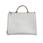 Dolce & Gabbana White Leather Logo Top Handle Tote Crossbody Bag
