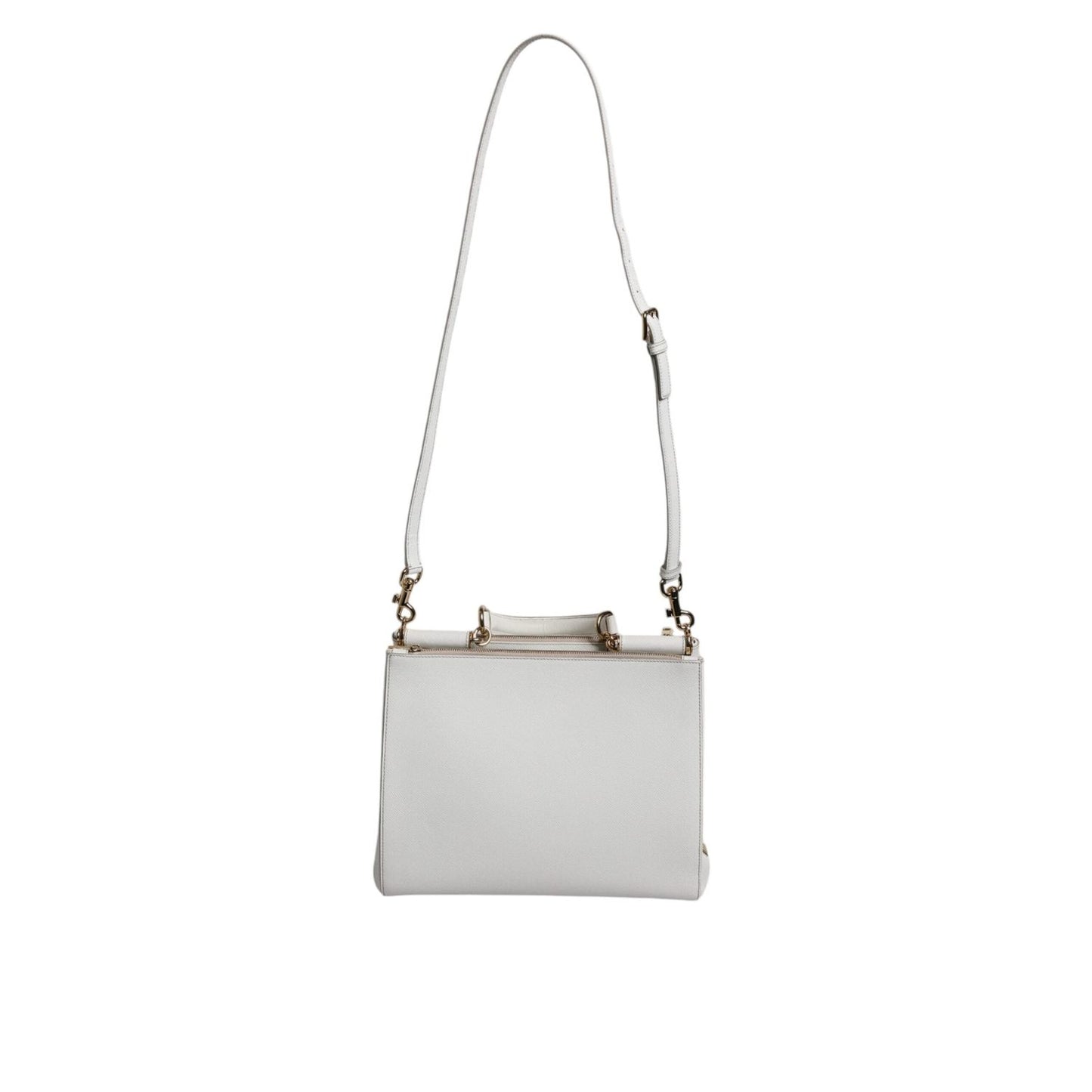 Dolce & Gabbana White Leather Logo Top Handle Tote Crossbody Bag