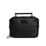 Dolce & Gabbana Black Nylon Leather Logo Top Handle Crossbody Bag