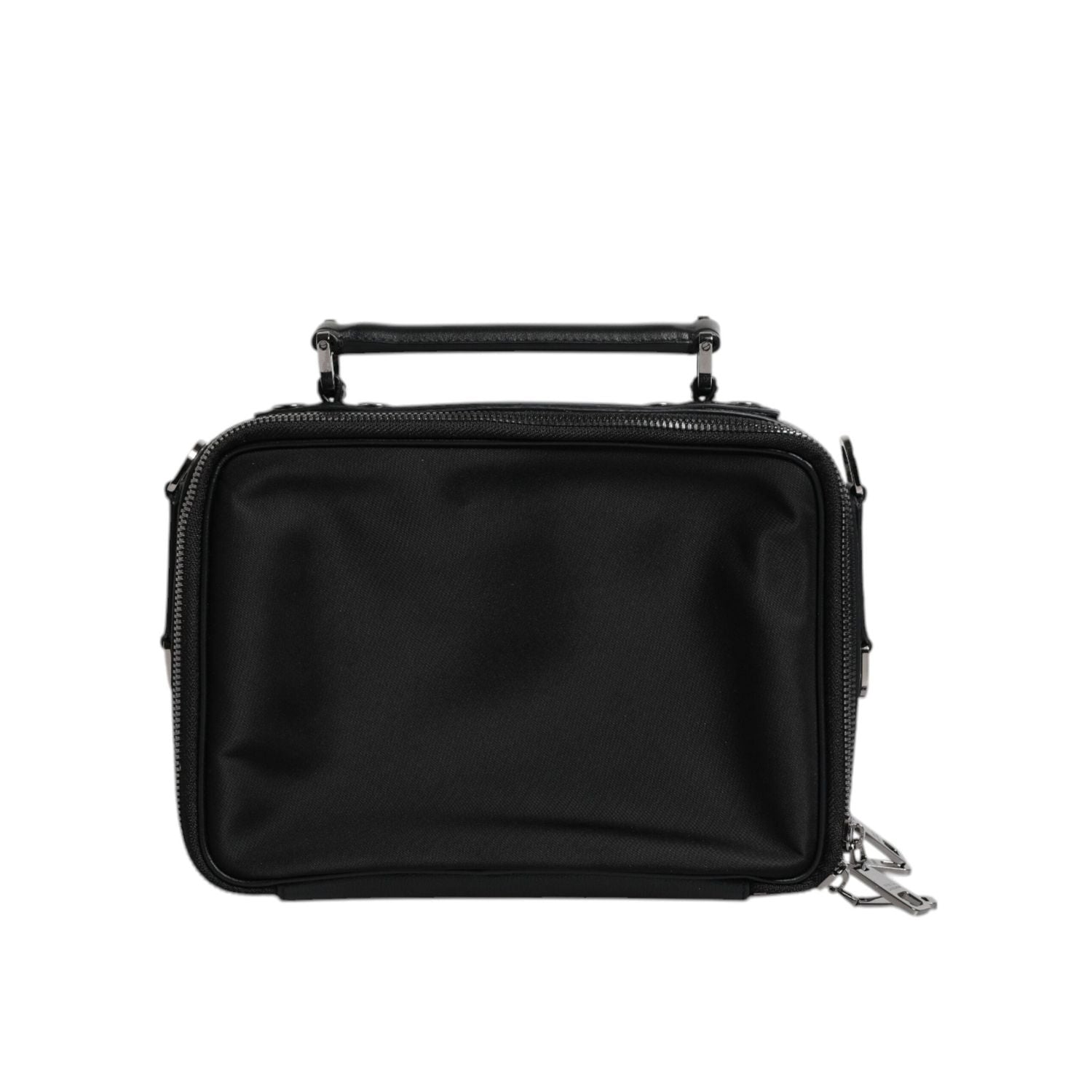 Front view with bag zipped and handles upright.