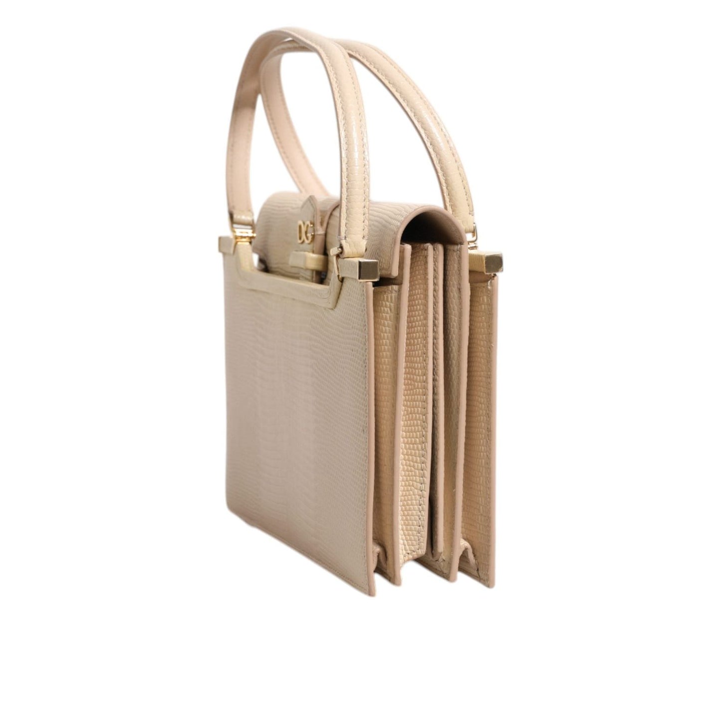Dolce & Gabbana Beige Leather Ingrid Top Handle Shoulder Bag