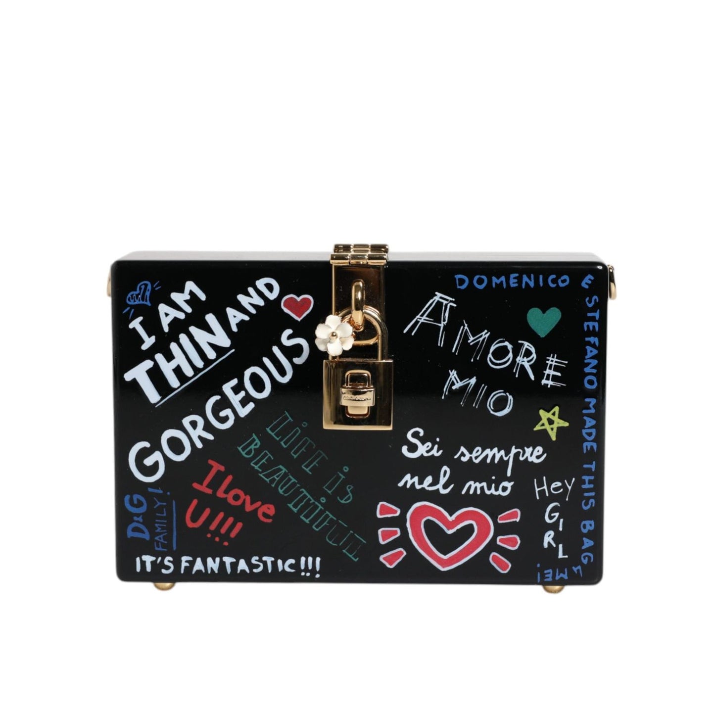 Dolce & Gabbana Black Graffiti Print Clutch Crossbody Bag