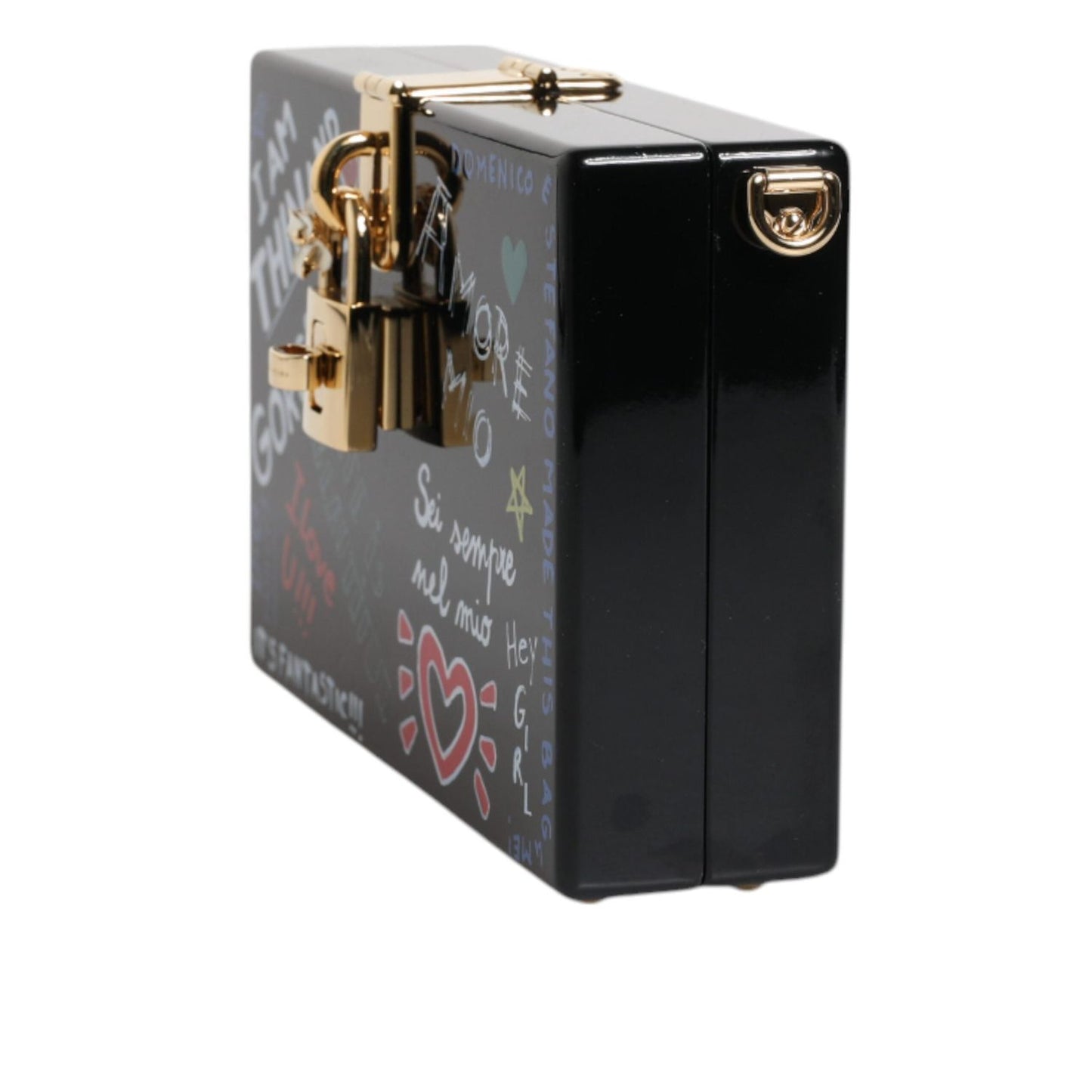 Dolce & Gabbana Black Graffiti Print Clutch Crossbody Bag