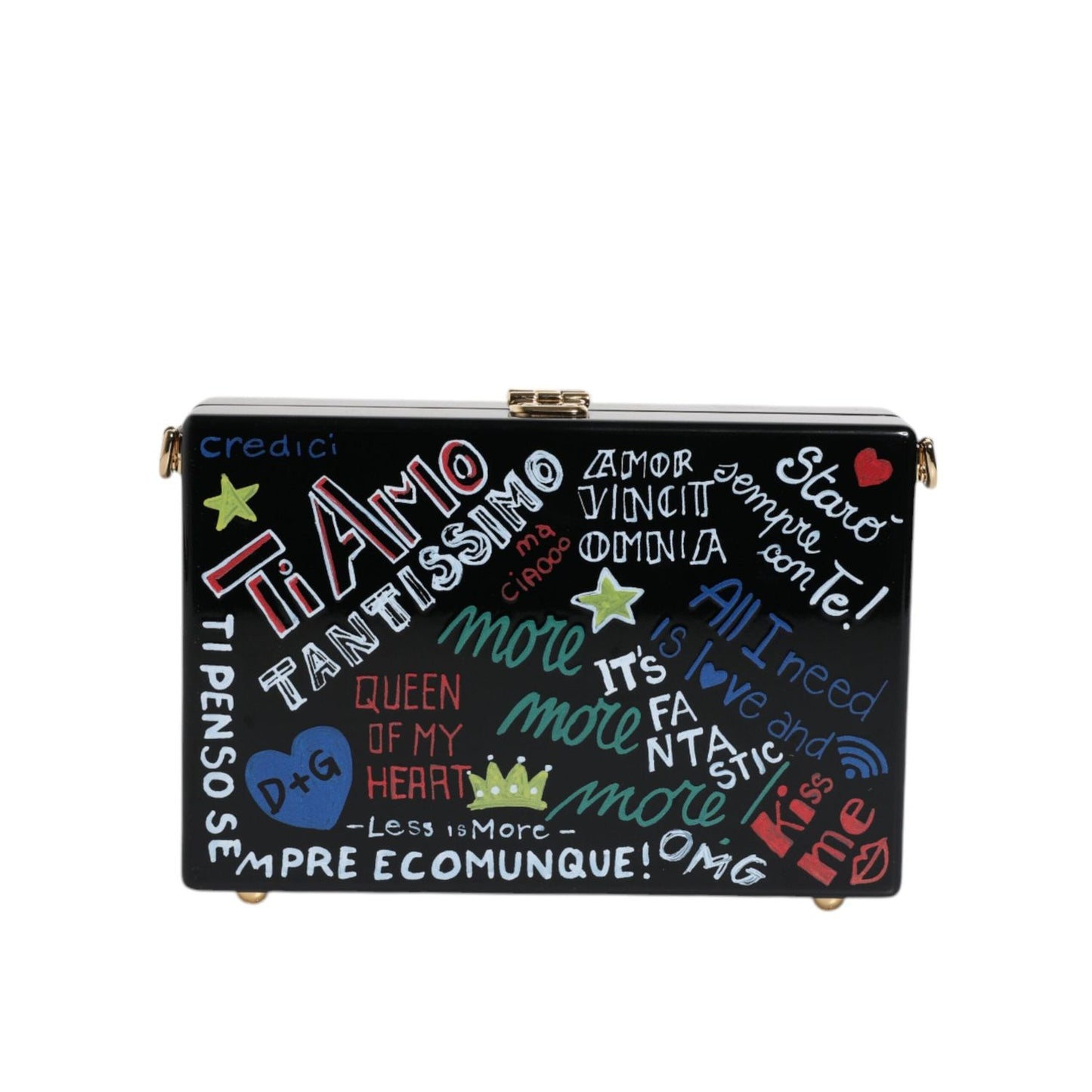Dolce & Gabbana Black Graffiti Print Clutch Crossbody Bag