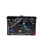 Dolce & Gabbana Black Graffiti Print Clutch Crossbody Bag