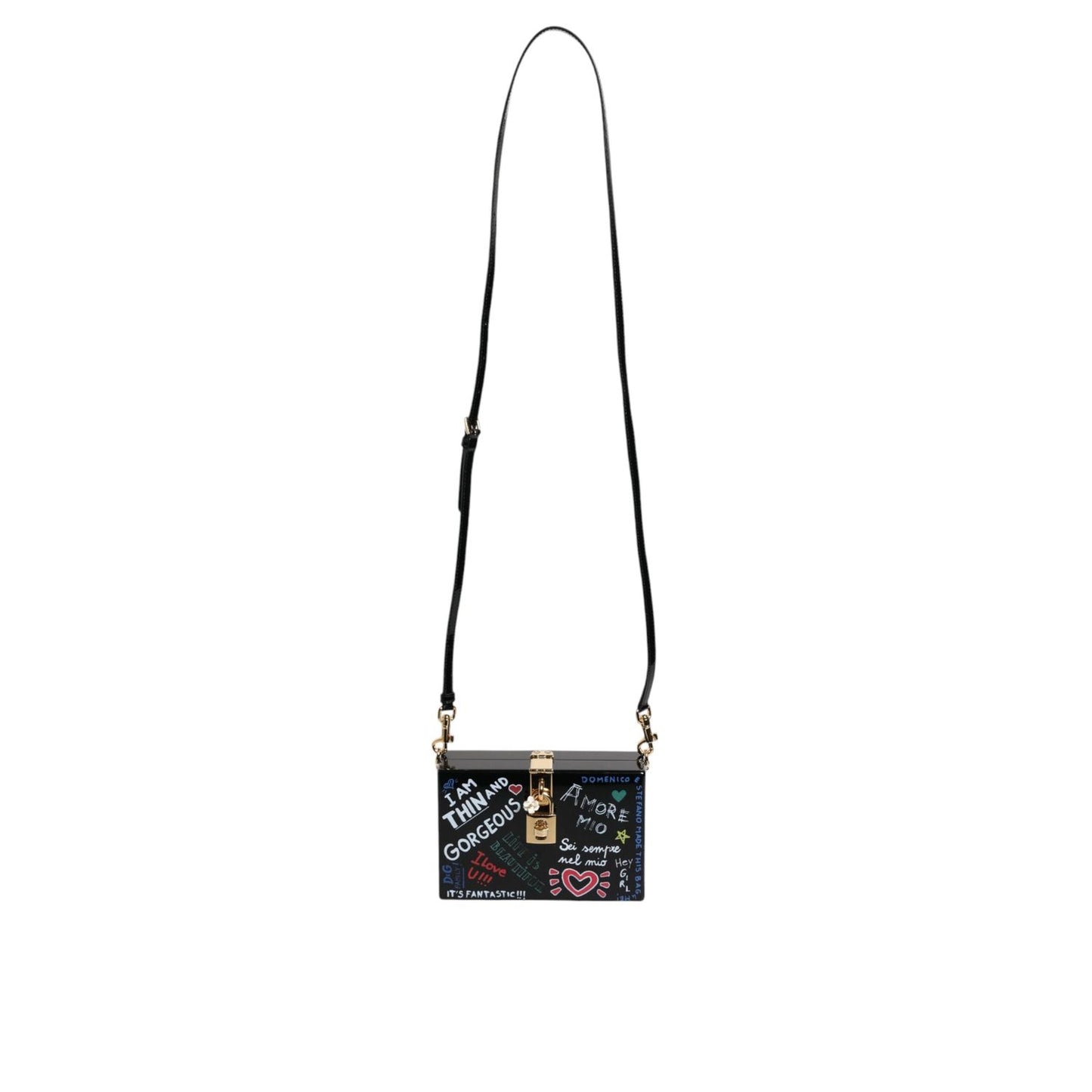 Dolce & Gabbana Black Graffiti Print Clutch Crossbody Bag