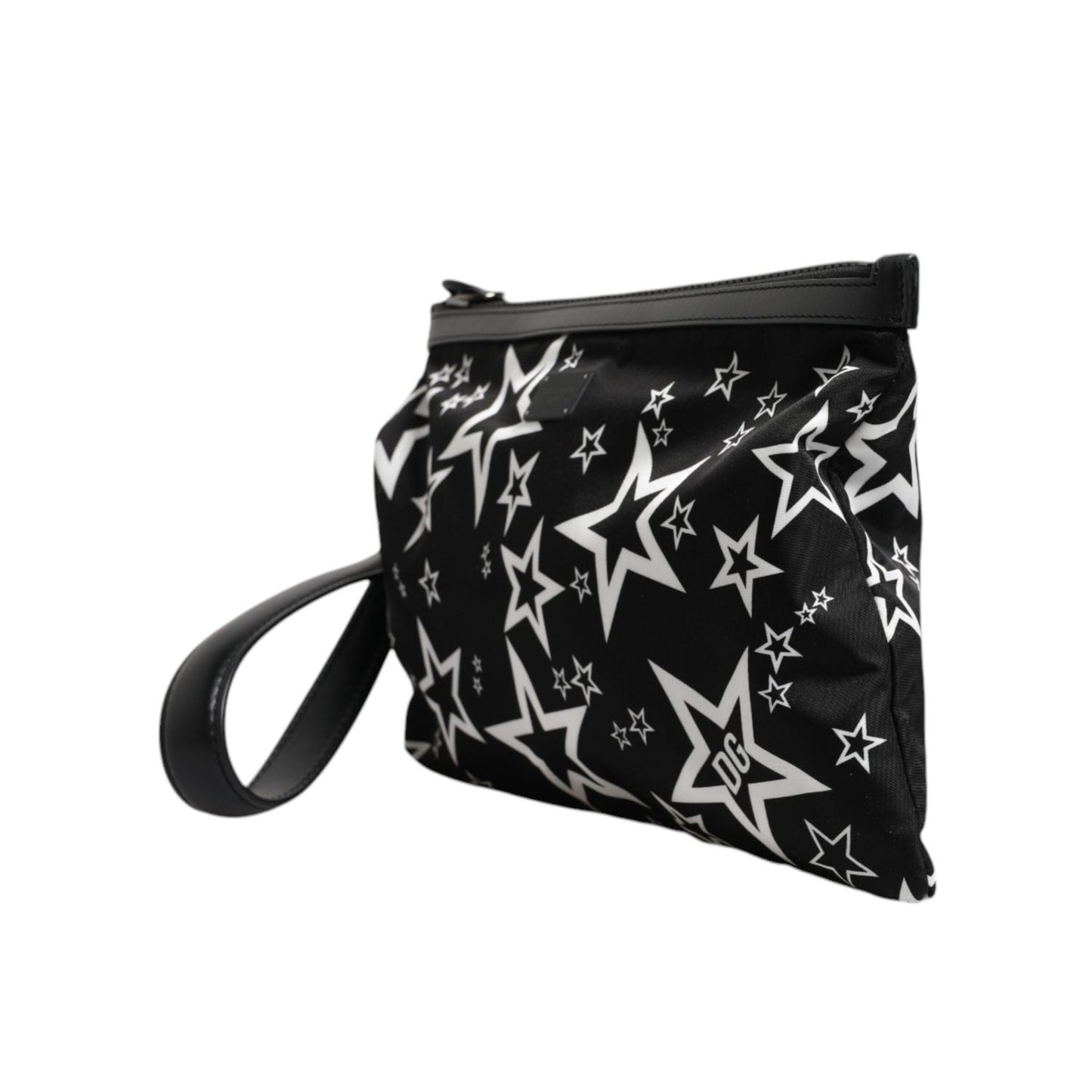 Dolce & Gabbana Black White Stars Pattern Clutch Pouch Bag