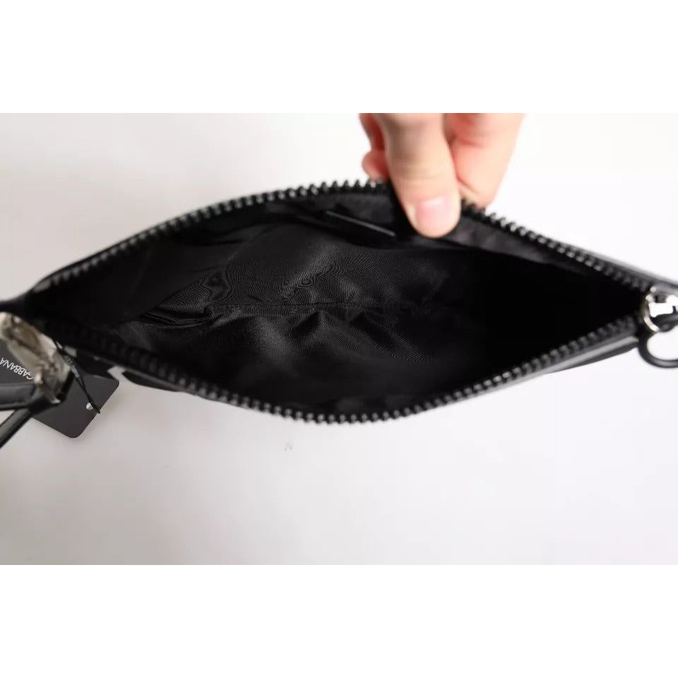 Dolce & Gabbana Black White Stars Pattern Clutch Pouch Bag