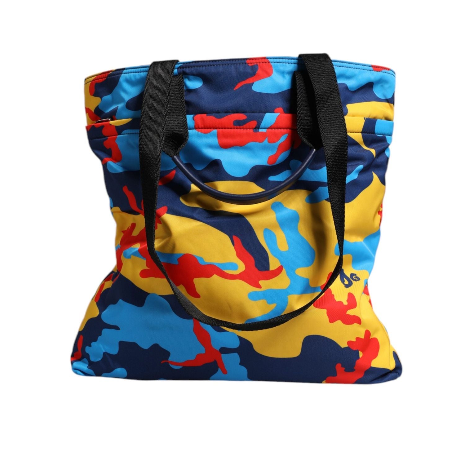 Front view with bag zipped and handles upright.