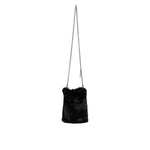 Dolce & Gabbana Black Faux Fur Silver Chain Crossbody Shoulder Purse Bag